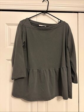 Women’s AMICI 3/4 Sleeve Top- Gray Made in Italy
